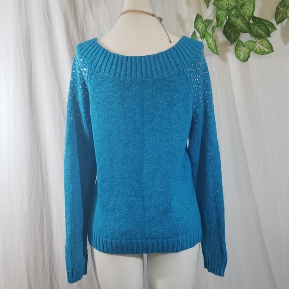 Gorgeous justice blue sparkle sweater sz 18 - Picture 4 of 8